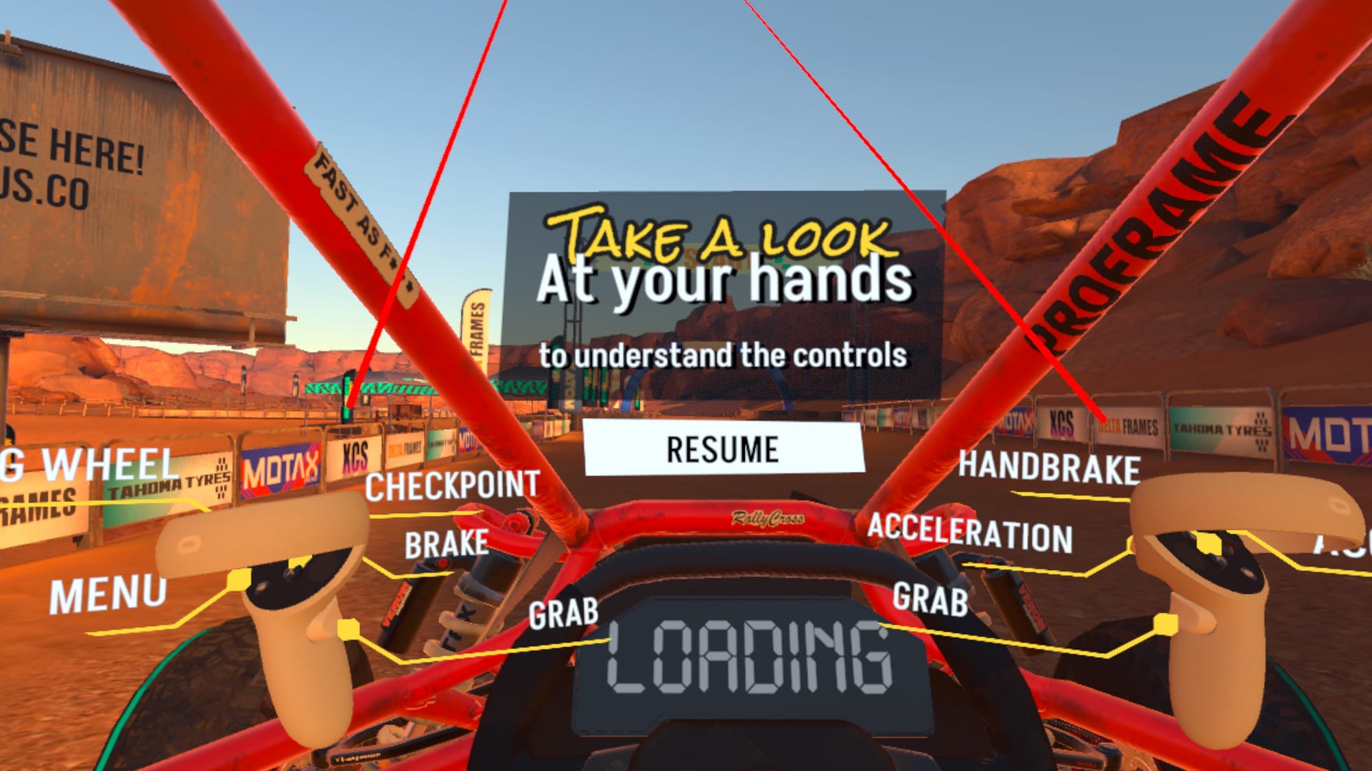 EXOcars' controls explanation screen.