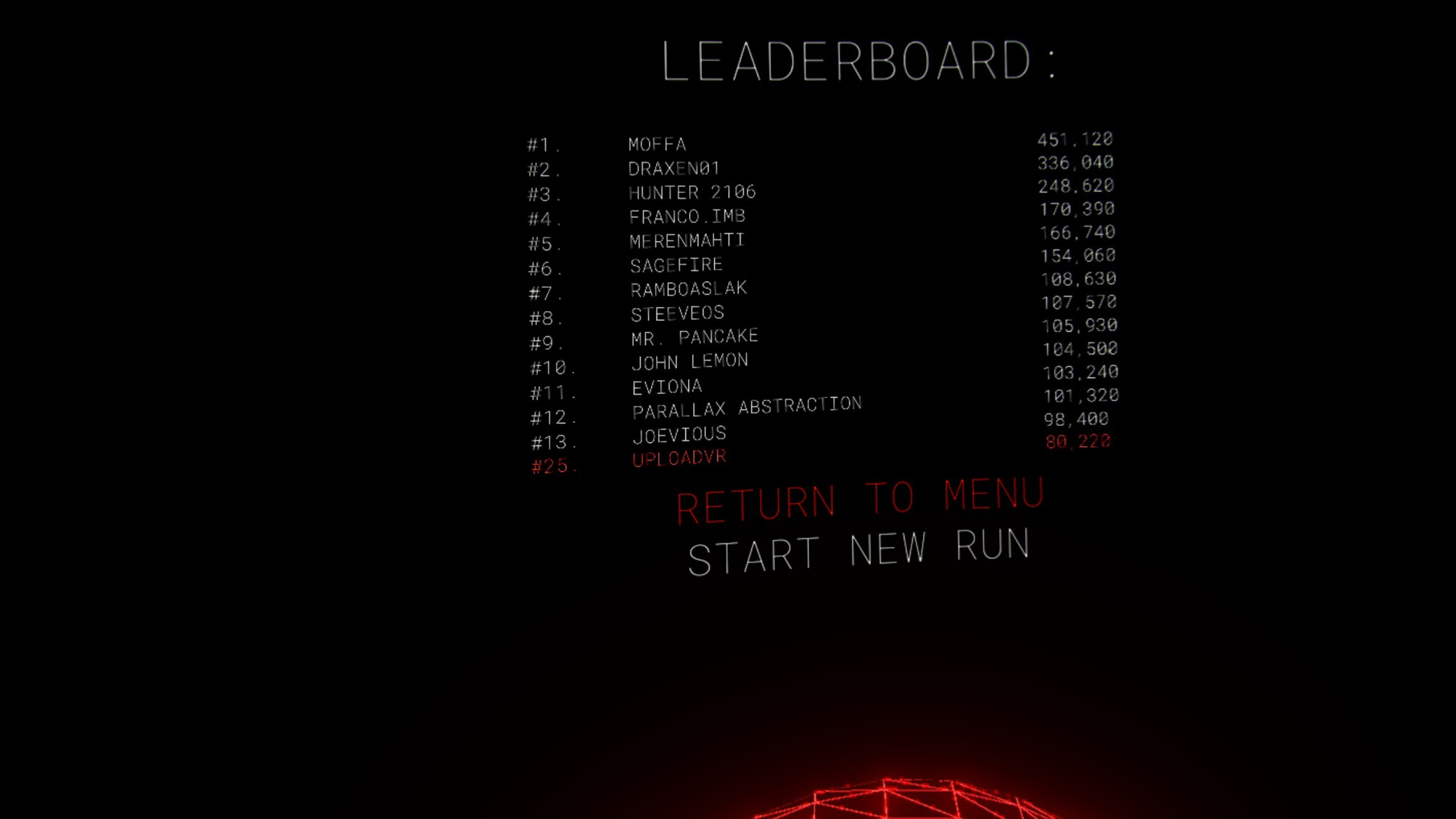 Screenshot shows a leaderboard where UploadVR is listed in 25th place