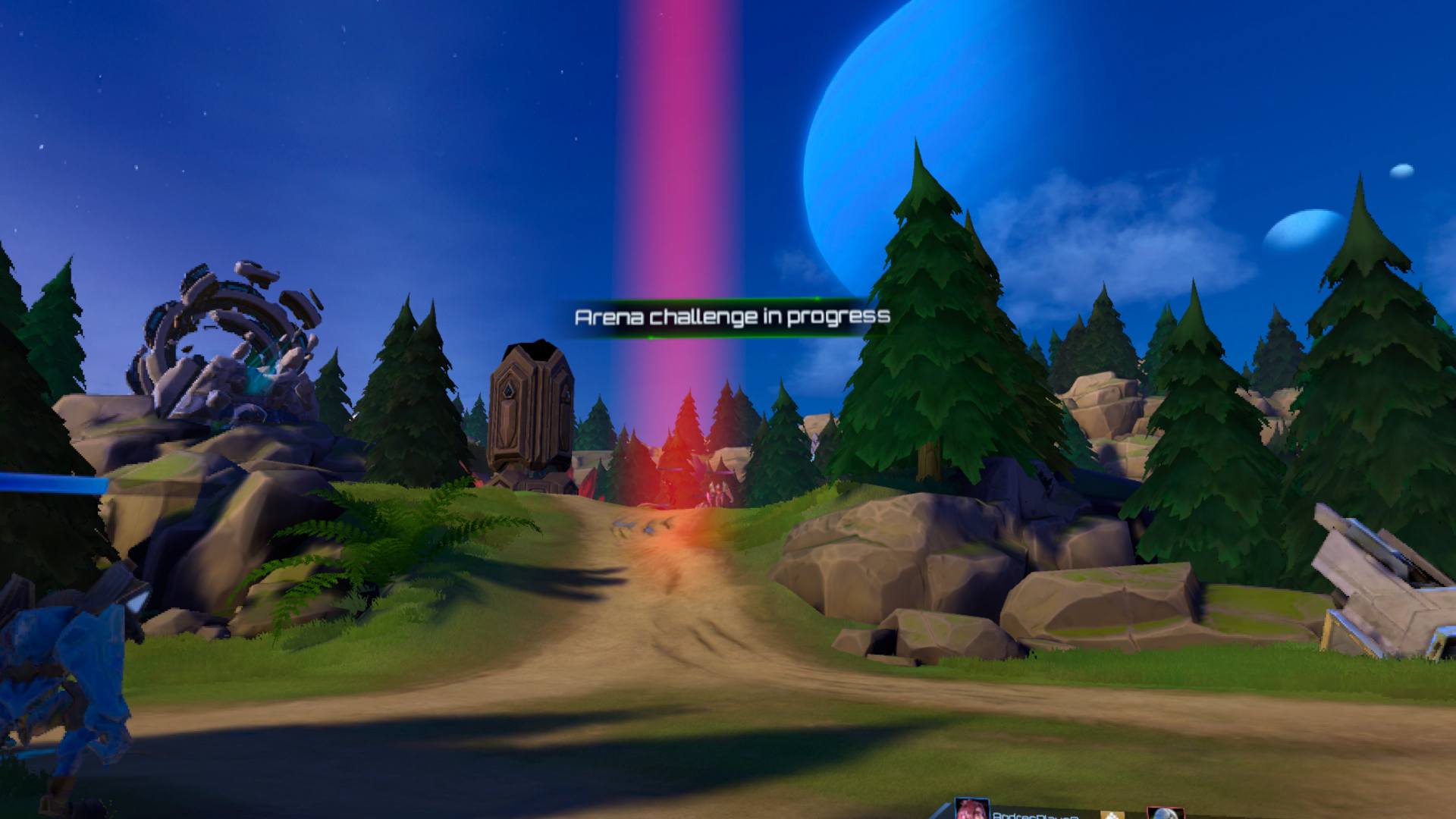 Starvault screenshot shows the forest like arena with the words