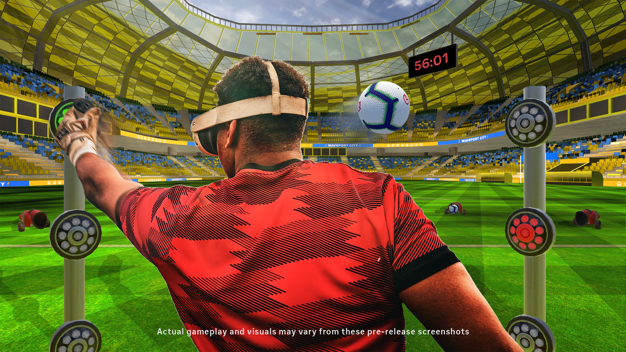 A person playing CleanSheet Soccer carrying out training drills by moving their hands towards targets